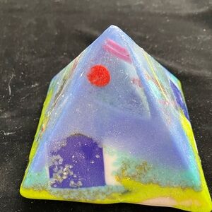 Otherworldly “Handmade Cast Glass Pyramid   3.5”x 4”Original OOAK